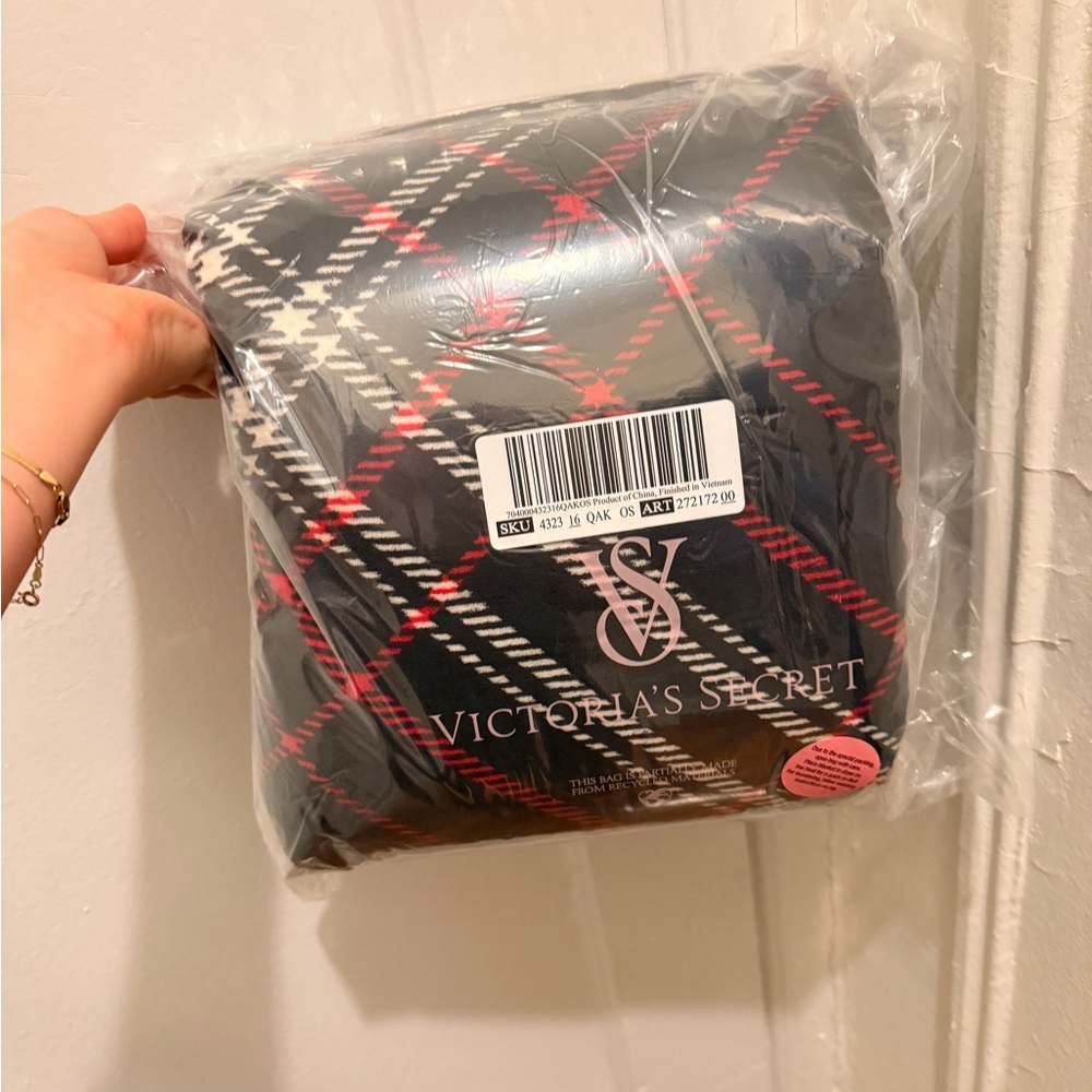 Victoria's Secret Plaid Blanket - Red, Black, White